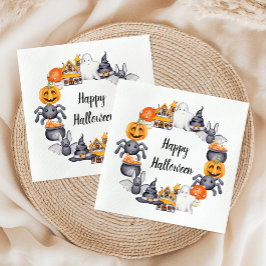 Cute Happy Halloween Illustration Party Servet