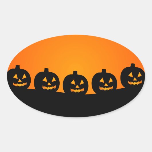Cute Happy Halloween Jack O Lantern Ovale Sticker (Voorkant)