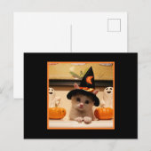 Cute Happy Halloween Kat en heks Pet Briefkaart (Voorkant / Achterkant)