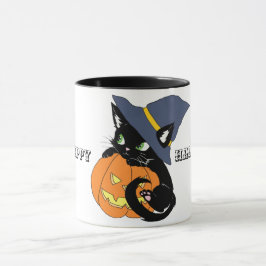 Cute Happy Halloween Kitten Coffee Mok