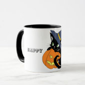 Cute Happy Halloween Kitten Coffee Mok (Voorkant links)