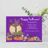 Cute Happy Halloween Party Invitation for Kids Kaart (Staand voorkant)