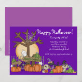 Cute Happy Halloween Party Invitation for Kids Kaart (Voorkant / Achterkant)