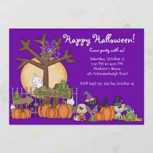 Cute Happy Halloween Party Invitation for Kids Kaart