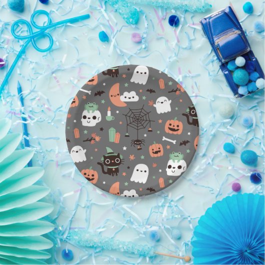 Cute Happy Halloween Pattern Party Supply Papieren Bordje (Feest)