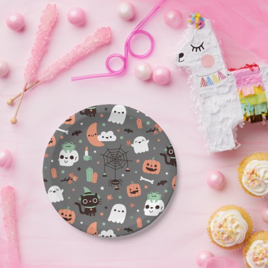 Cute Happy Halloween Pattern Party Supply Papieren Bordje (Feest)