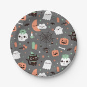 Cute Happy Halloween Pattern Party Supply Papieren Bordje (Voorkant)