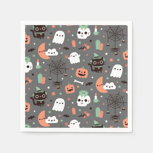 Cute Happy Halloween Pattern Party Supply Servet (Voorkant)