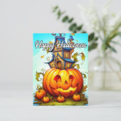 Cute Happy Halloween Pumpkin Briefkaart (Staand voorkant)