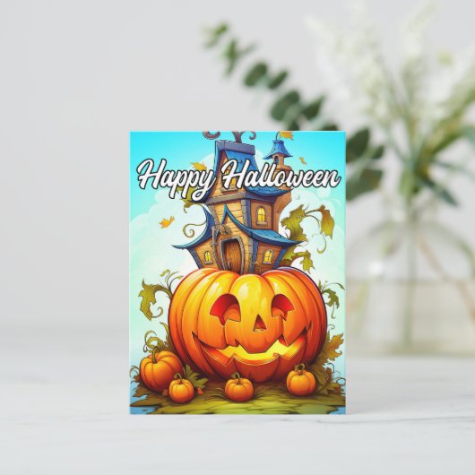 Cute Happy Halloween Pumpkin Briefkaart (Staand voorkant)