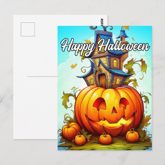 Cute Happy Halloween Pumpkin Briefkaart (Voorkant / Achterkant)
