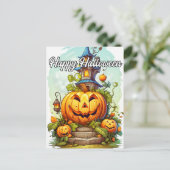 Cute Happy Halloween Pumpkin Briefkaart (Staand voorkant)