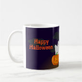 Cute Happy Halloween Pumpkin en Black Cat Koffiemok (Links)