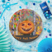 Cute Happy Halloween Pumpkin Face Papieren Bordje (Feest)