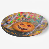 Cute Happy Halloween Pumpkin Face Papieren Bordje (Gekanteld)