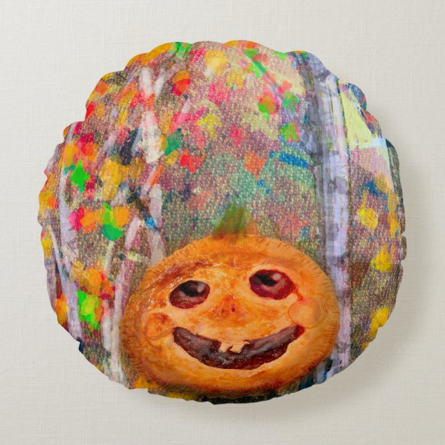 Cute Happy Halloween Pumpkin Face Rond Kussen (Voorkant)