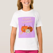 Cute Happy Halloween Pumpkin Faces T-Shirt (Voorkant)
