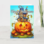 Cute Happy Halloween Pumpkin Kaart (Voorkant)