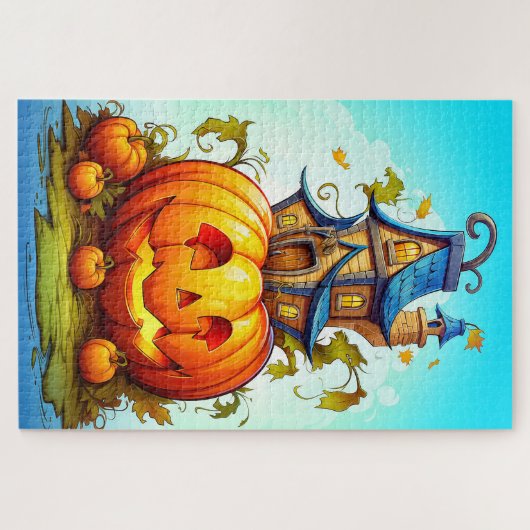 Cute Happy Halloween Pumpkin Legpuzzel (Horizontaal)