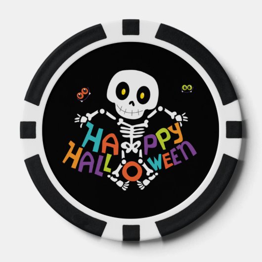 Cute Happy Halloween Skeleton Poker Chips (Voorkant)