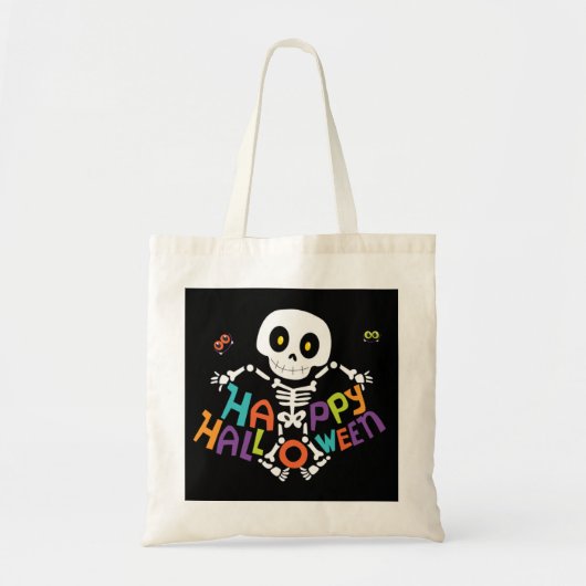 Cute Happy Halloween Skeleton Tote Bag (Voorkant)