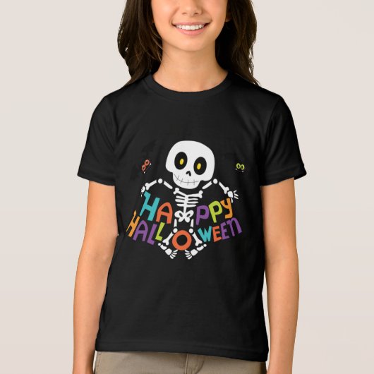 Cute Happy Halloween Skeleton Tri-Blend Shirt (Voorkant)