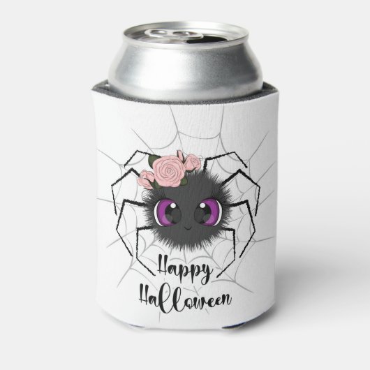 Cute Happy Halloween Spider Koelbox Blikjeskoeler (Blikje Achterkant)