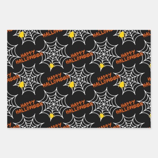 Cute Happy Halloween Spider Web Pattern Inpakpapier Vel (Voorkant 2)
