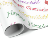 Cute Happy Hannukah, Channulah Cadeaupapier (Rol Hoek)