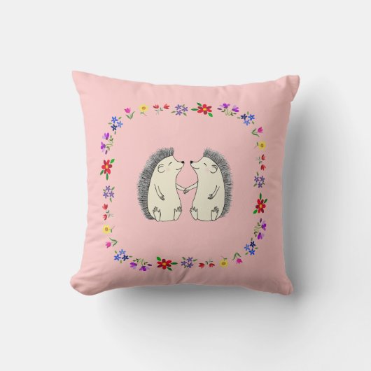 Cute Happy Hedegel Couple Sierkussen Cushion (Voorkant)