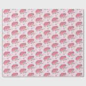 Cute Happy Hedgehog Monogrammed Cadeaupapier (Vlak)