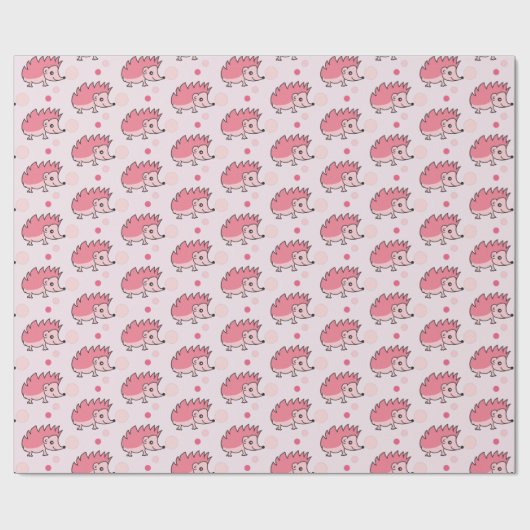 Cute Happy Hedgehog Monogrammed Cadeaupapier (Vlak)