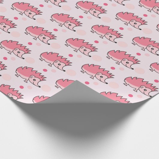 Cute Happy Hedgehog Monogrammed Cadeaupapier (Hoek)