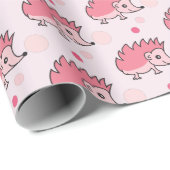 Cute Happy Hedgehog Monogrammed Cadeaupapier (Rol Hoek)