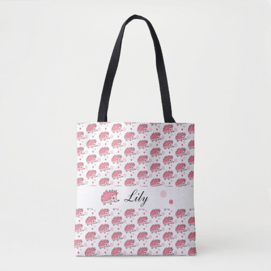 Cute Happy Hedgel Pattern Pink White Tote Bag (Voorkant)