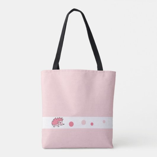 Cute Happy Hedgel Pattern Pink White Tote Bag (Achterkant)