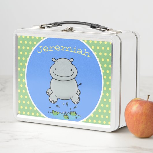 Cute happy hippo cartoon illustratie (In situ)