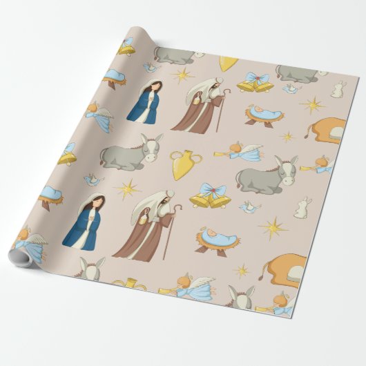 Cute Happy Holiday-kerstspeelpatroon Cadeaupapier (Uitgerold)
