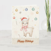 Cute Happy Holidays Llama Holiday Card Feestdagen Kaart (Voorkant)