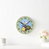 Cute happy hommble bee cartoon illustration ronde klok (Huis)