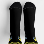 Cute Happy Honeybee op Black Crew Socks Sokken (Top)