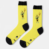 Cute Happy Honeybee op zwarte en gele Crew Socks Sokken (Links)