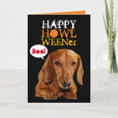 Cute Happy Howl Weener Dog Halloween Kaart (Voorkant)