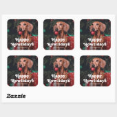 Cute Happy Howlidays | Kerstmis met uw hond Vierkante Sticker (Vel)
