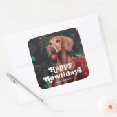 Cute Happy Howlidays | Kerstmis met uw hond Vierkante Sticker (Envelop)