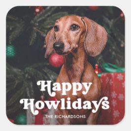Cute Happy Howlidays | Kerstmis met uw hond Vierkante Sticker