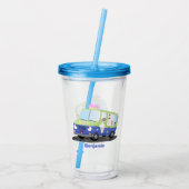 Cute happy ice roomtruck cartoon acryl drinkbeker (Achterkant)