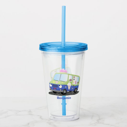 Cute happy ice roomtruck cartoon acryl drinkbeker (Voorkant)