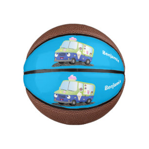 Cute happy ice roomtruck cartoon basketbal