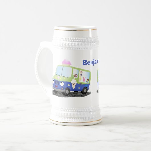 Cute happy ice roomtruck cartoon bierpul (Voorkant links)